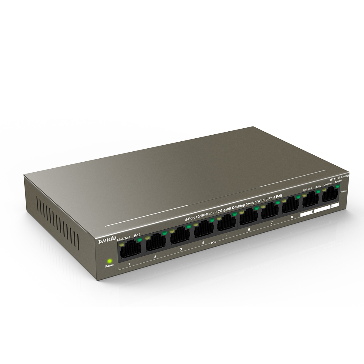 سوئیچ شبکه 10 پورت با 8 پورت PoE تندا مدل TEF1110P-8-102W-3
